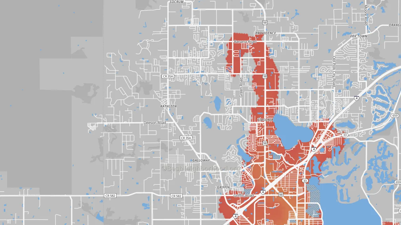 Transit Grade map of 33810, FL