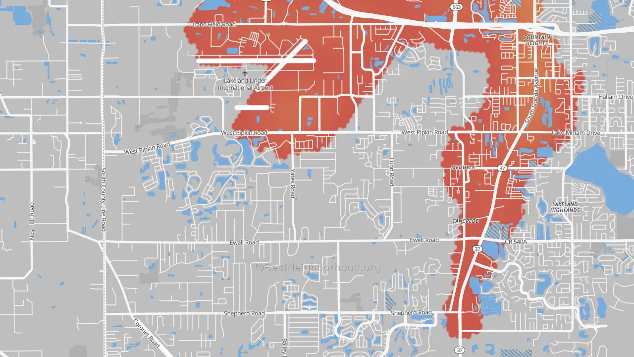 Transit Grade map of 33811, FL