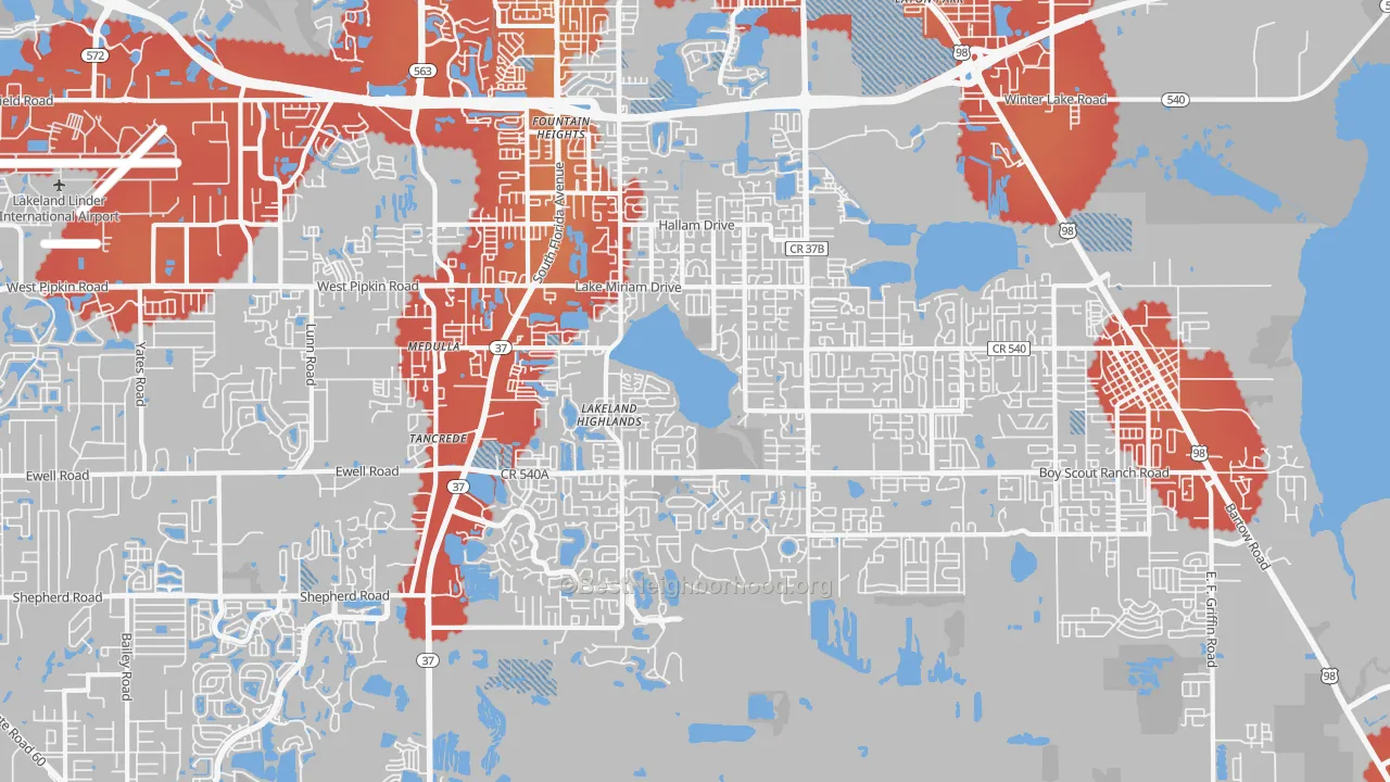Transit Grade map of 33813, FL