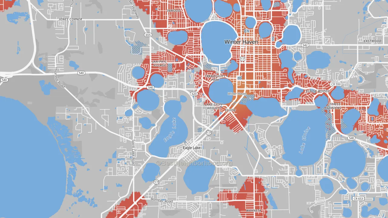 Transit Grade map of 33880, FL