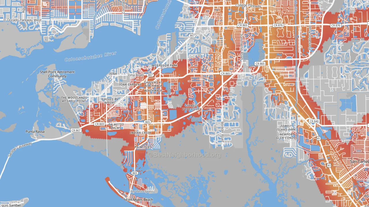 Transit Grade map of 33908, FL