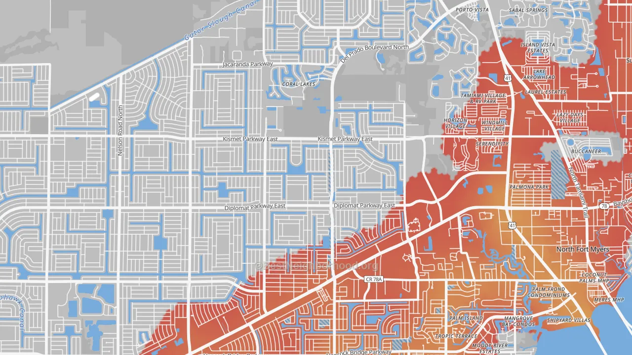 Transit Grade map of 33909, FL