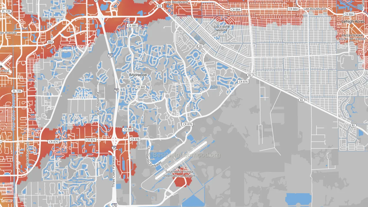 Transit Grade map of 33913, FL