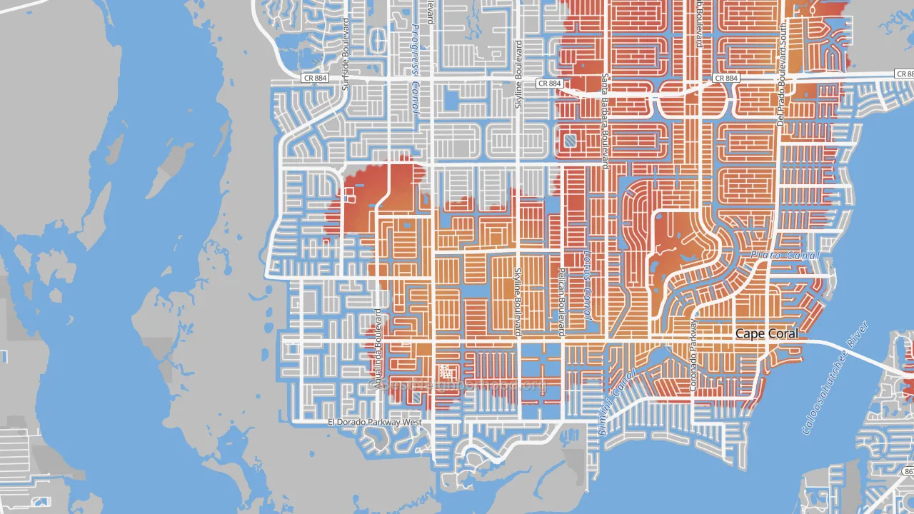 Transit Grade map of 33914, FL