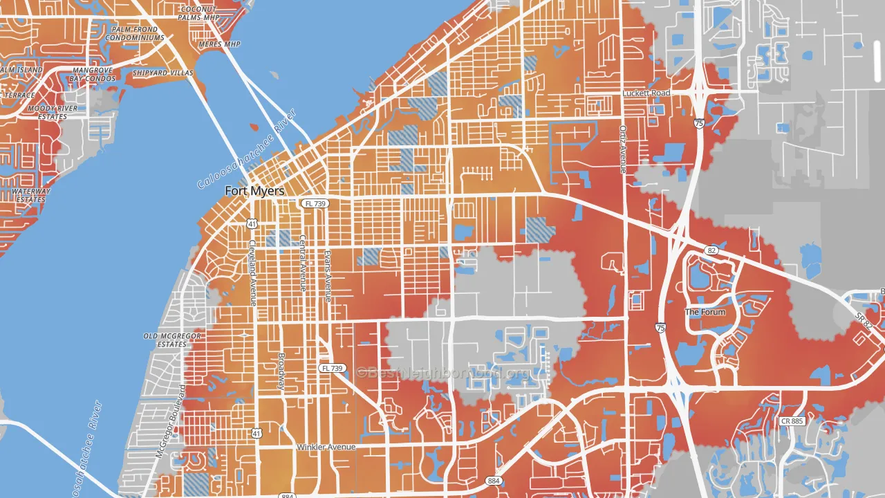 Transit Grade map of 33916, FL
