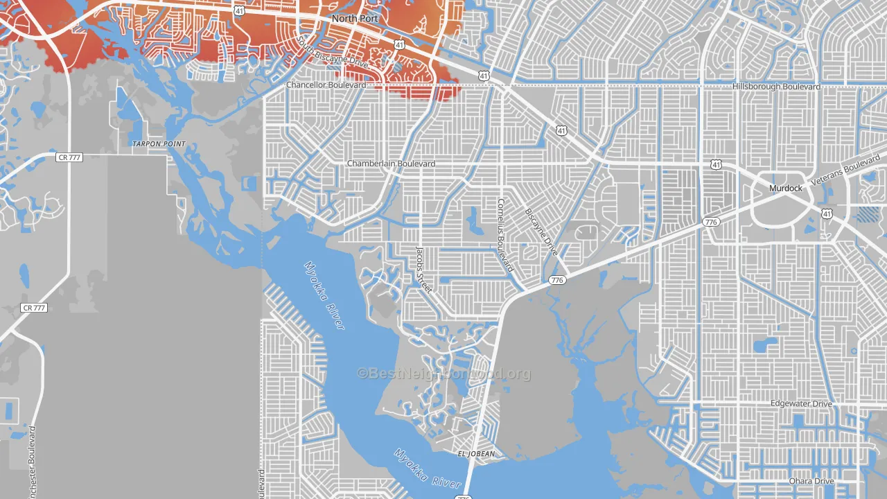 Transit Grade map of 33953, FL