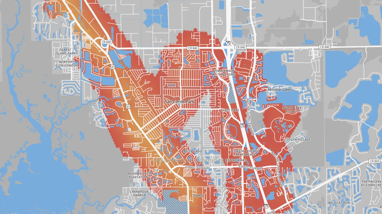 Transit Grade map of 33967, FL