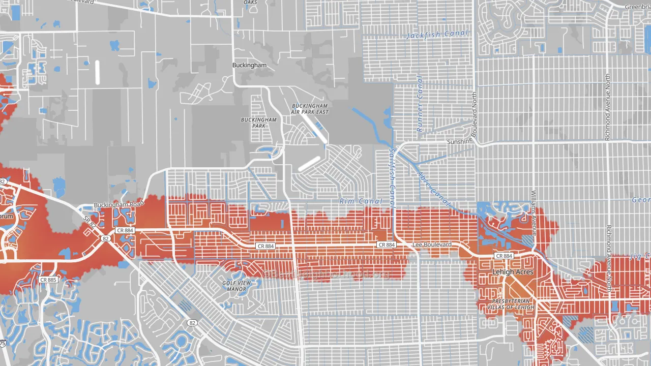 Transit Grade map of 33971, FL
