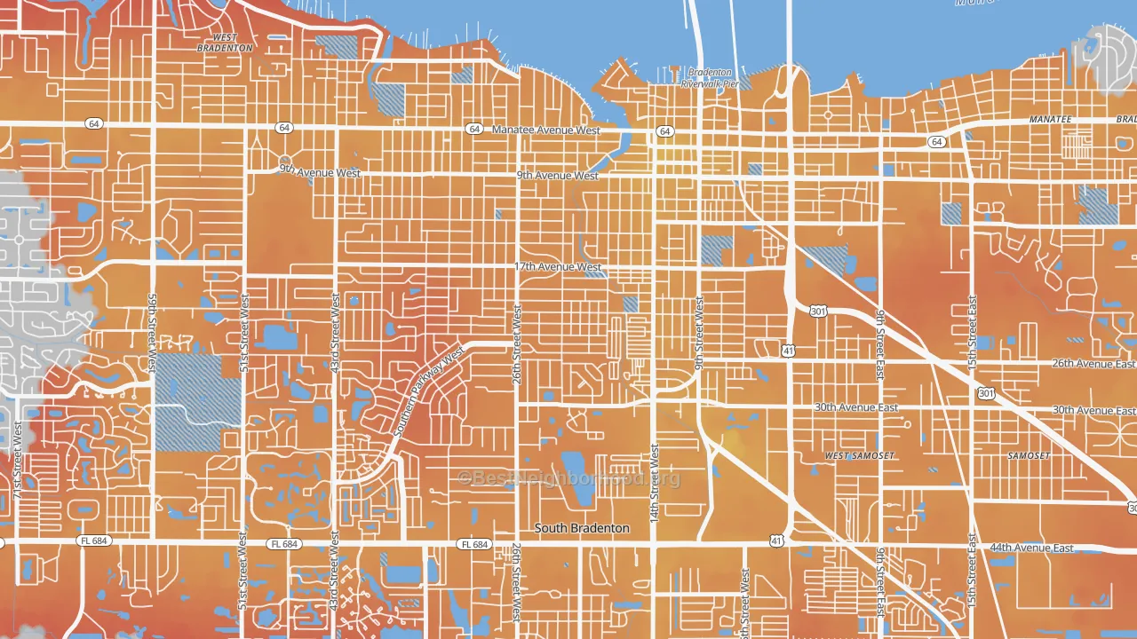 Transit Grade map of 34205, FL