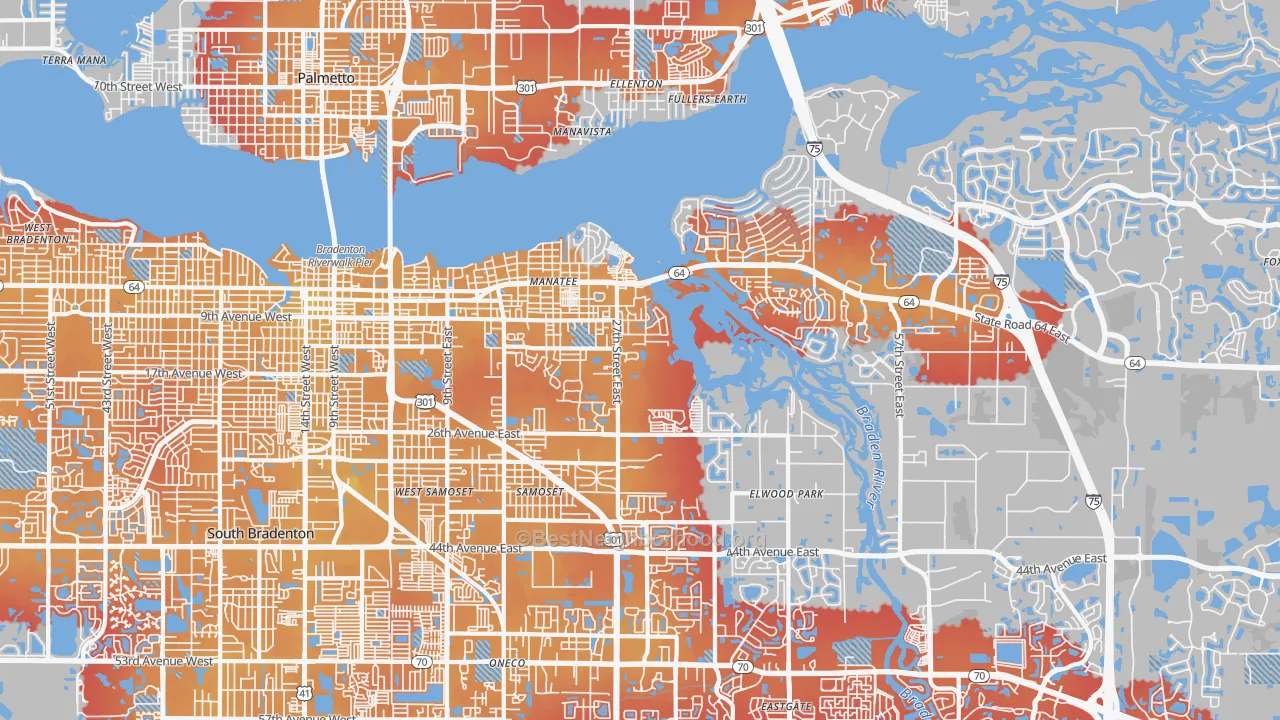 Transit Grade map of 34208, FL
