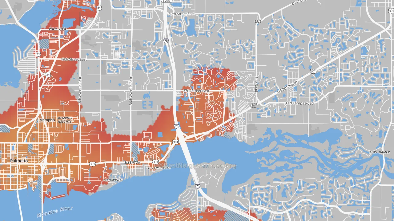 Transit Grade map of 34222, FL