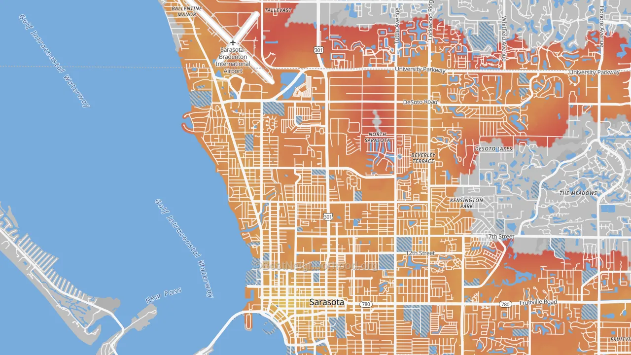 Transit Grade map of 34234, FL