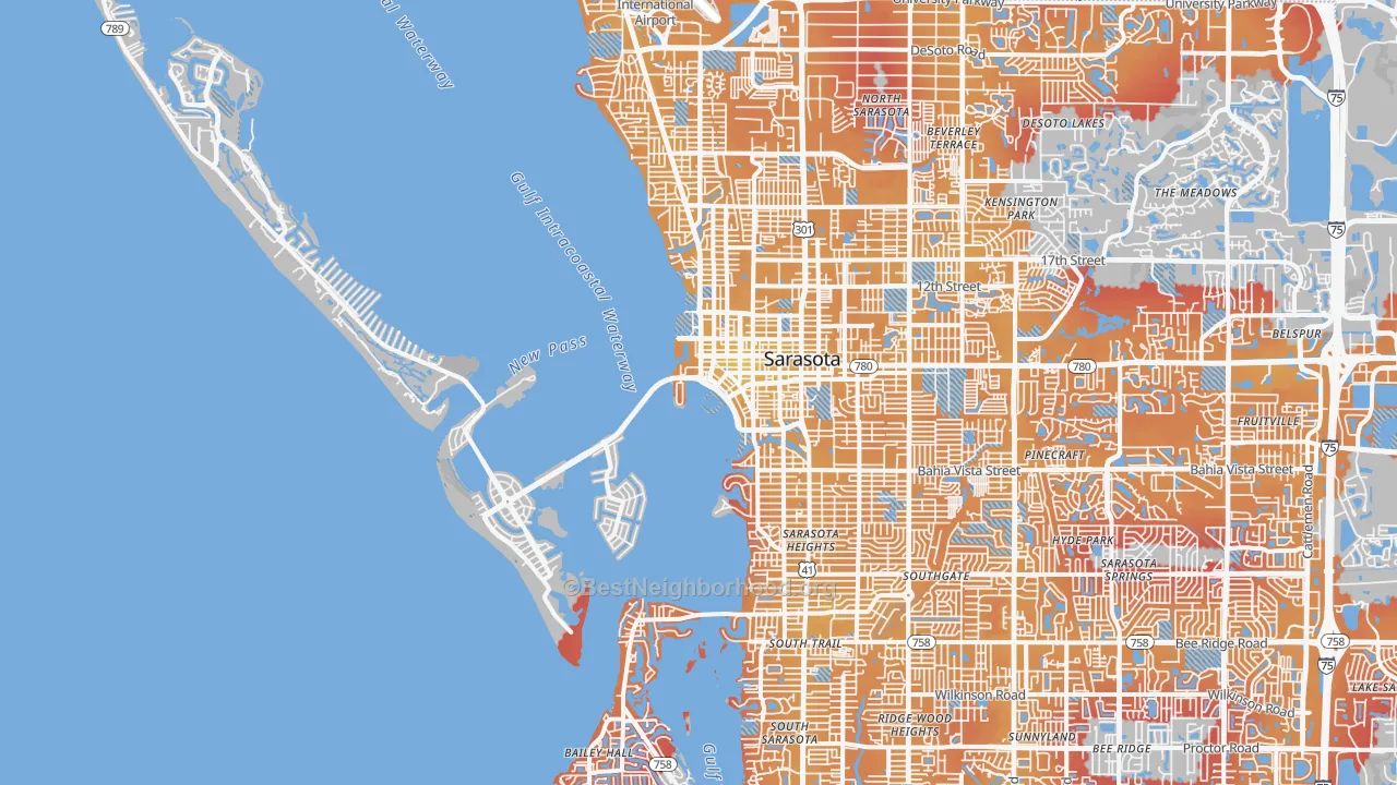 Transit Grade map of 34236, FL