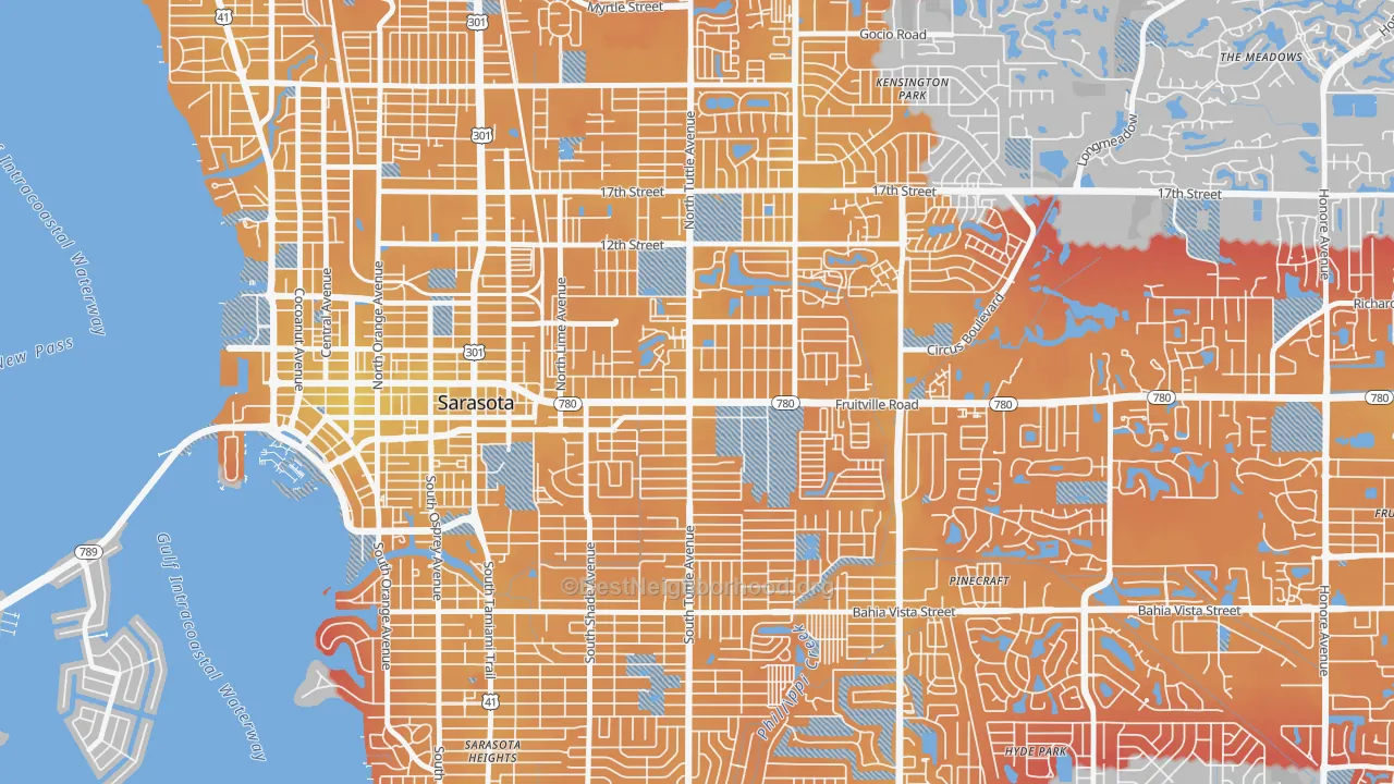 Transit Grade map of 34237, FL