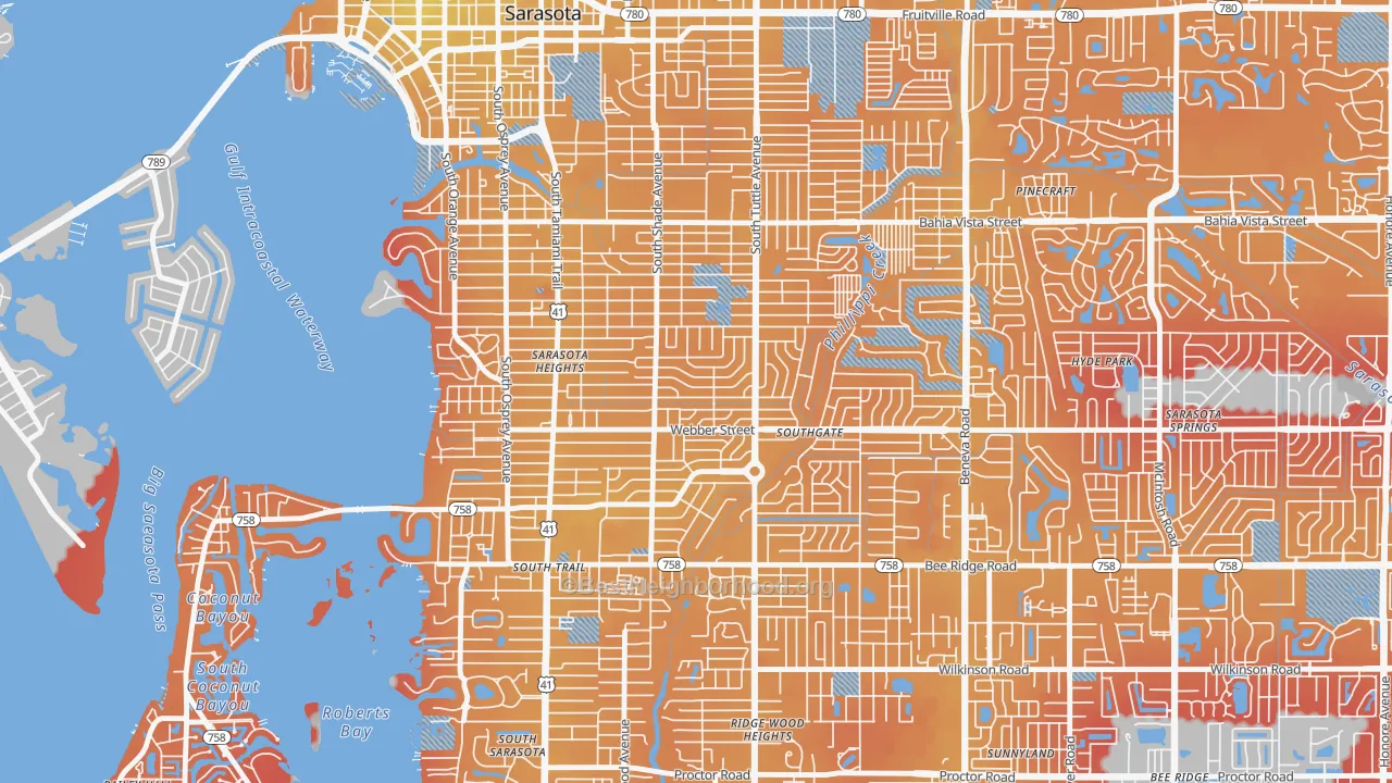 Transit Grade map of 34239, FL