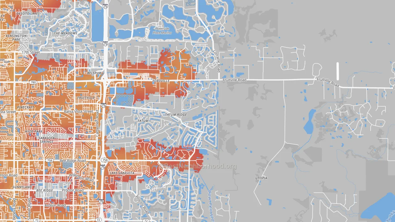 Transit Grade map of 34240, FL