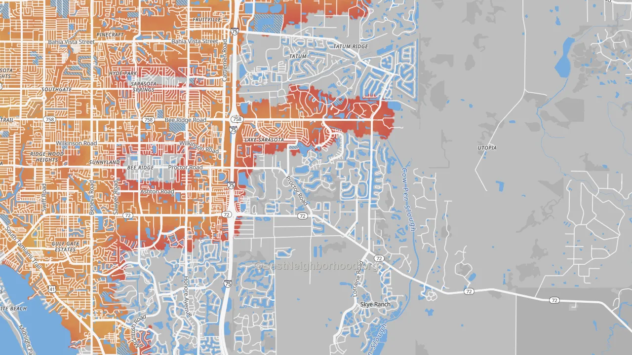 Transit Grade map of 34241, FL