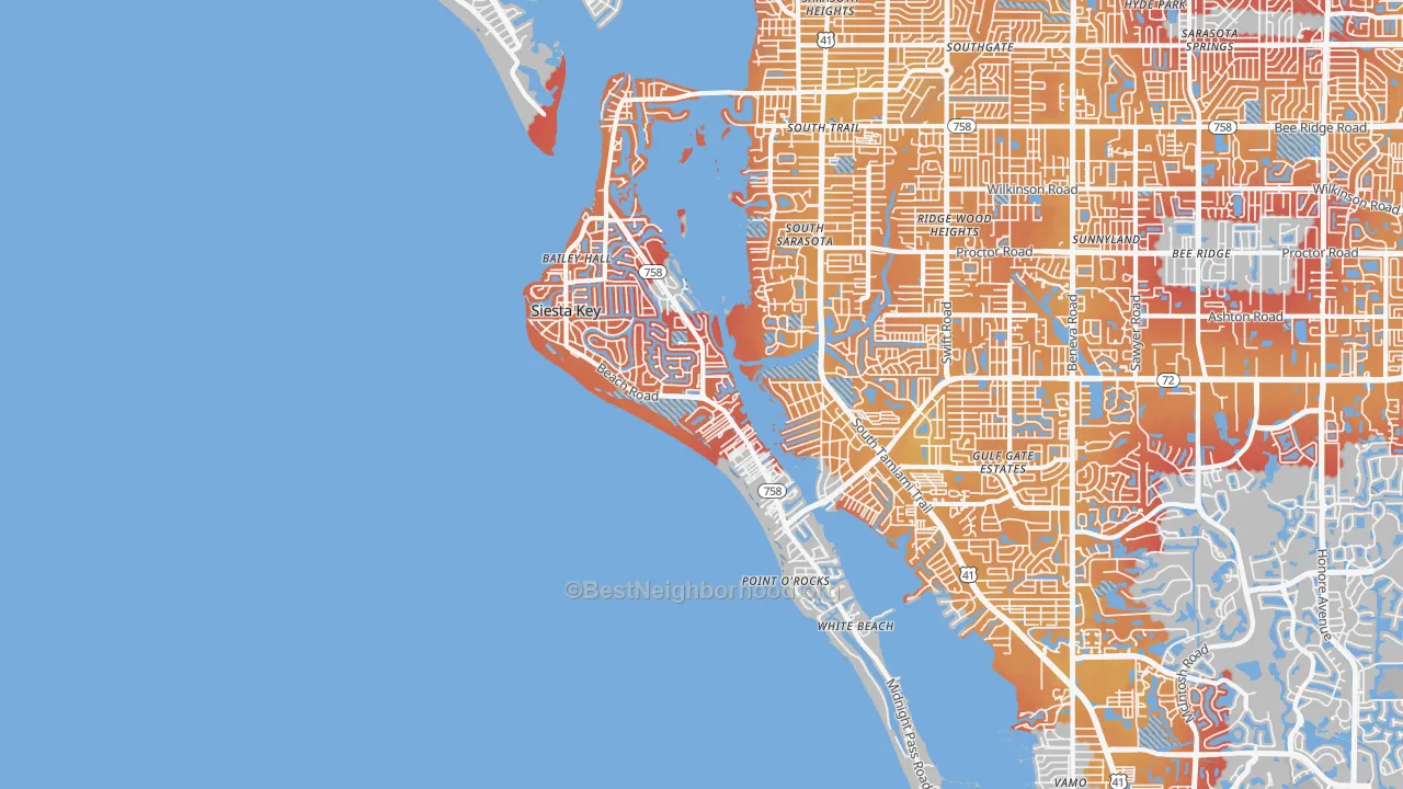 Transit Grade map of 34242, FL