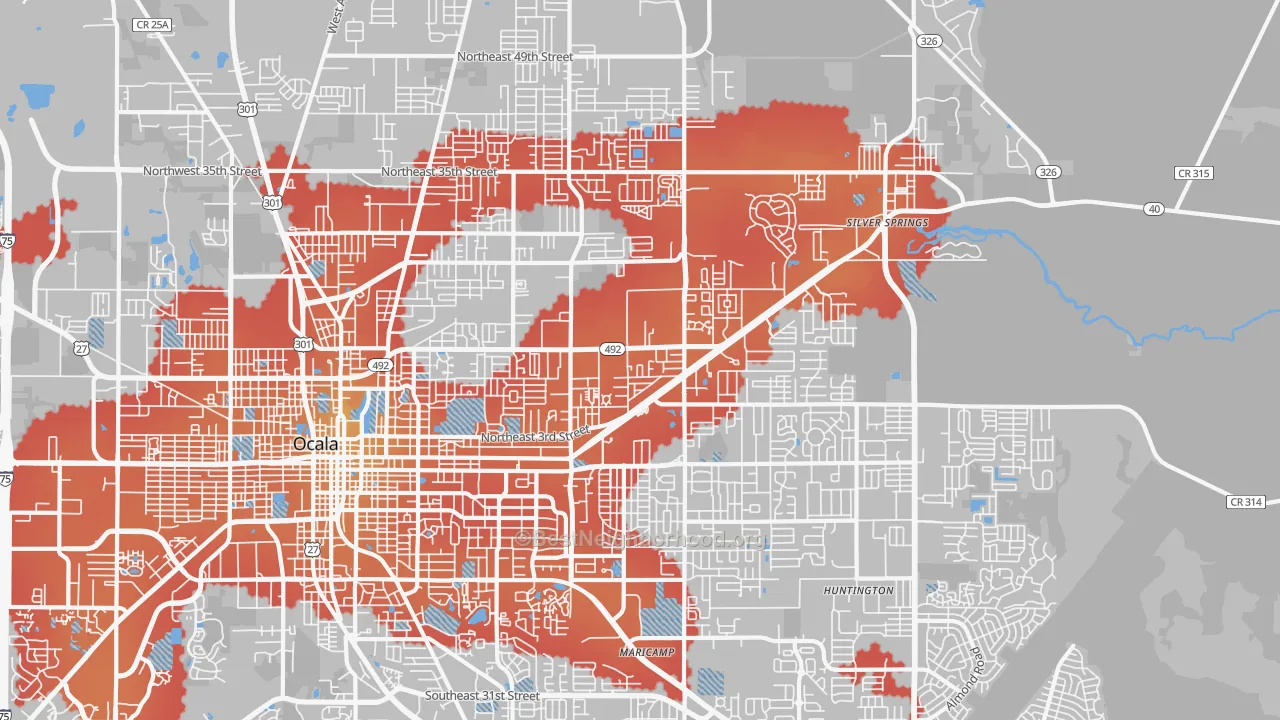 Transit Grade map of 34470, FL