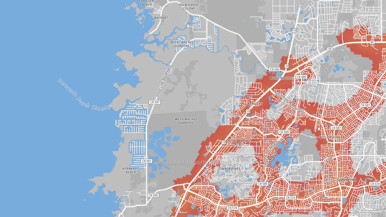 Transit Grade map of 34607, FL