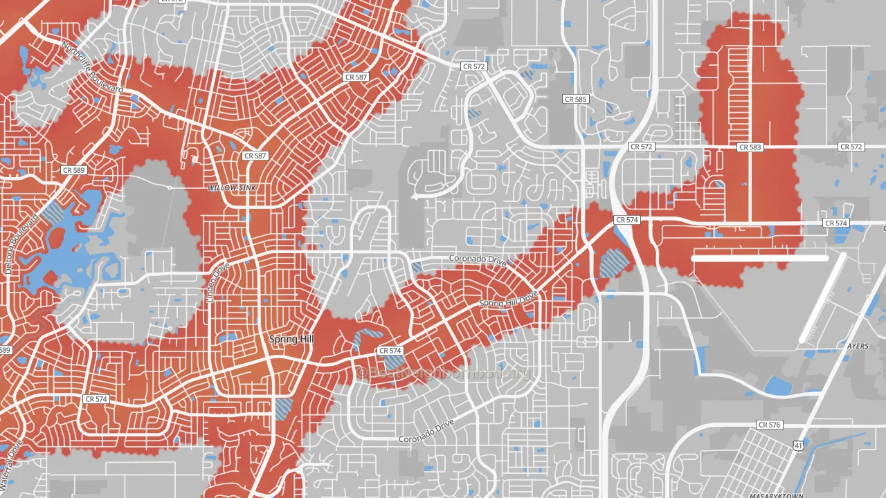 Transit Grade map of 34609, FL
