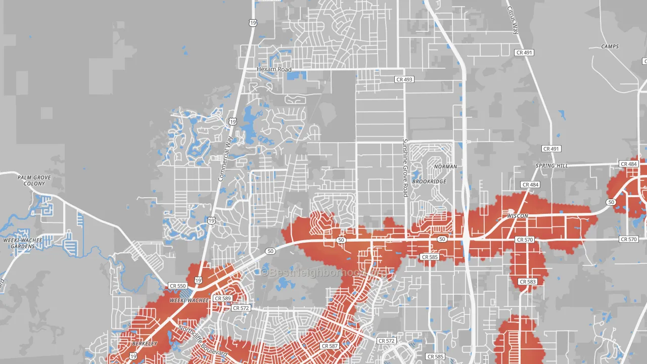 Transit Grade map of 34613, FL