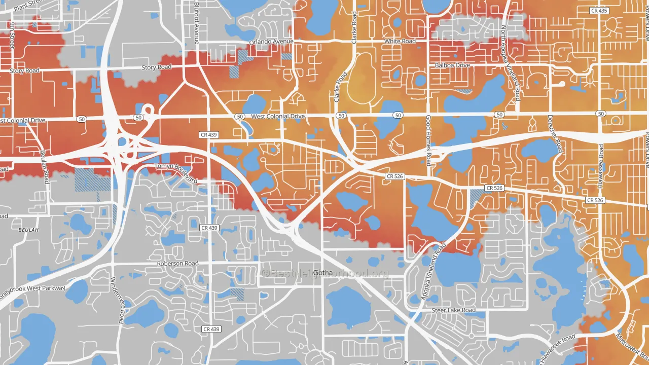 Transit Grade map of 34734, FL
