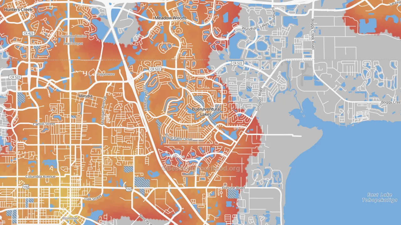 Transit Grade map of 34743, FL