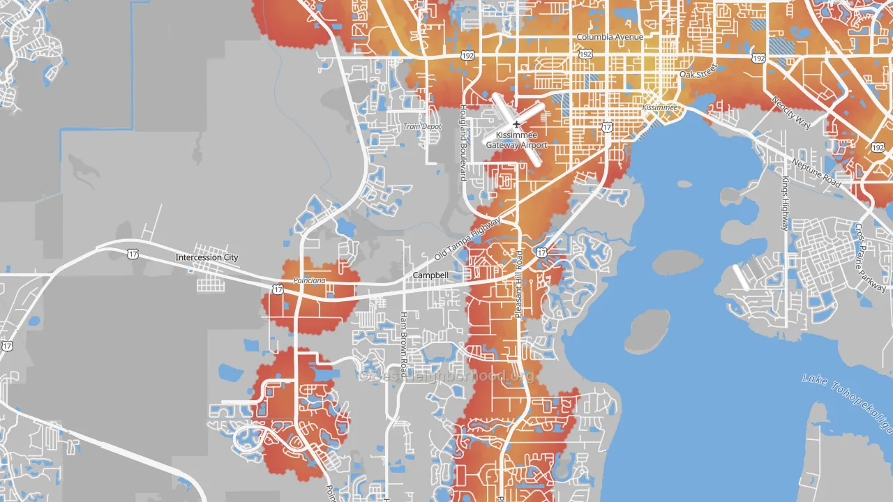 Transit Grade map of 34746, FL
