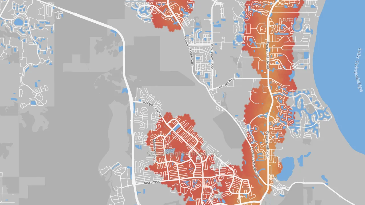 Transit Grade map of 34758, FL
