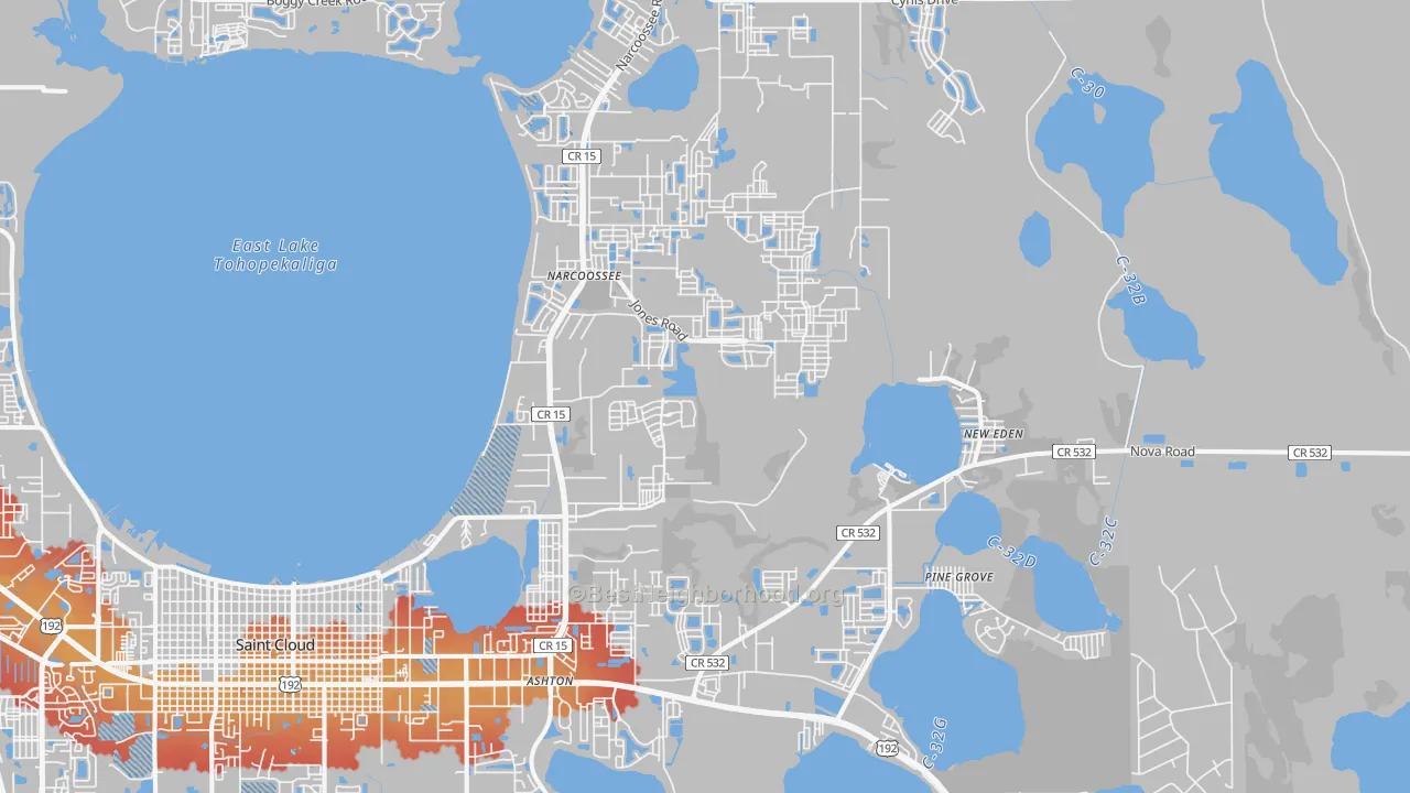 Transit Grade map of 34771, FL
