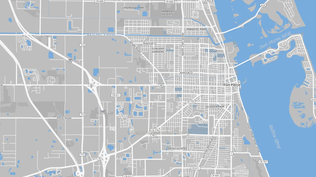 Transit Grade map of 34947, FL