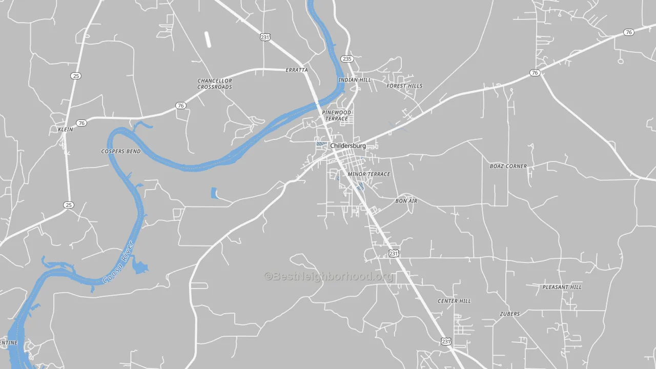 Transit Grade map of 35044, AL