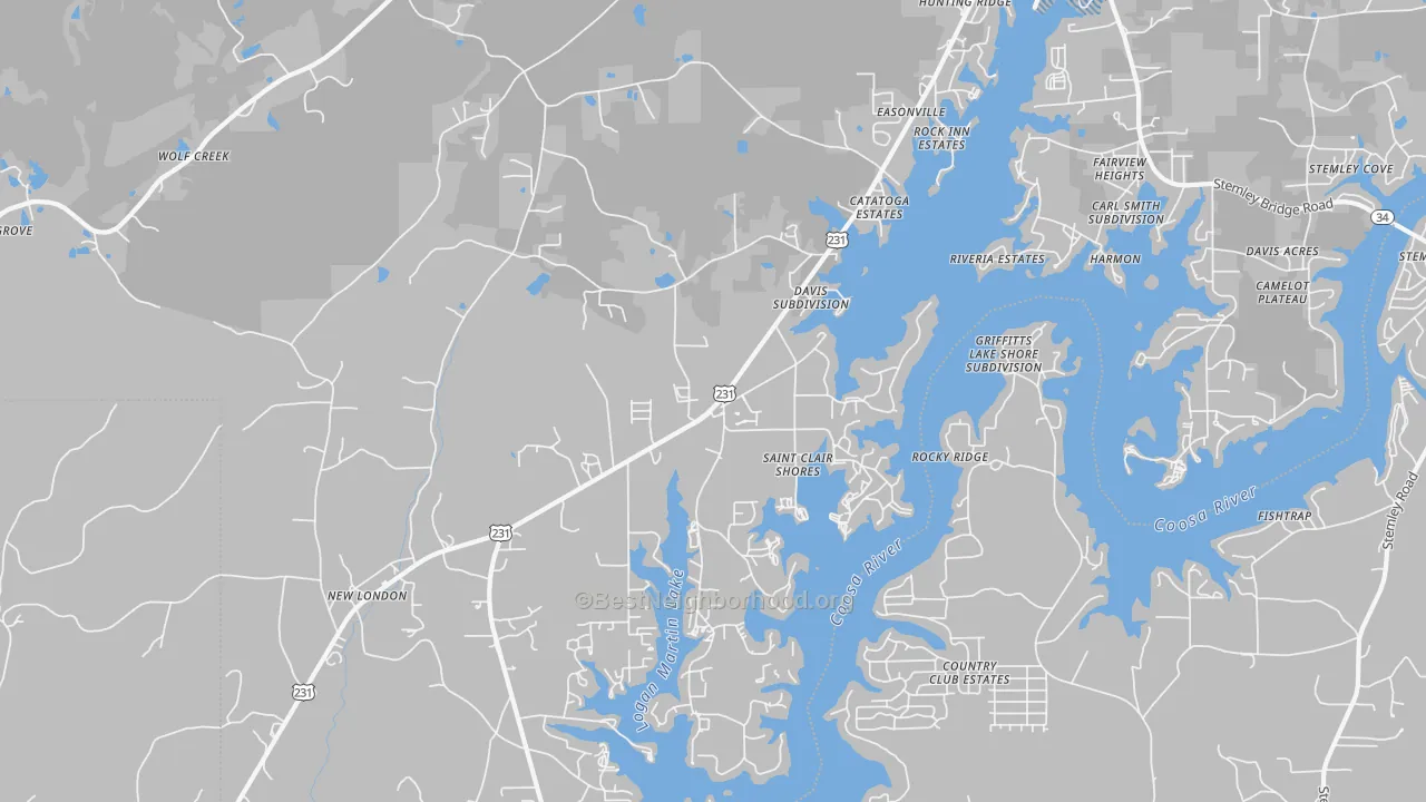 Transit Grade map of 35054, AL