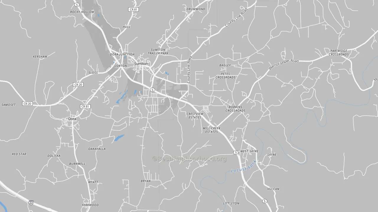 Transit Grade map of 35062, AL