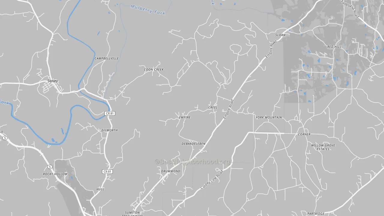 Transit Grade map of 35063, AL