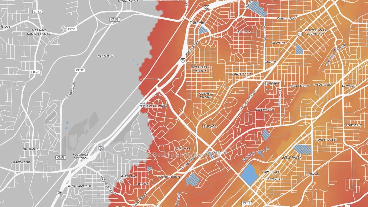 Transit Grade map of 35064, AL