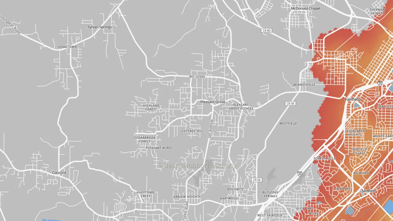 Transit Grade map of 35127, AL