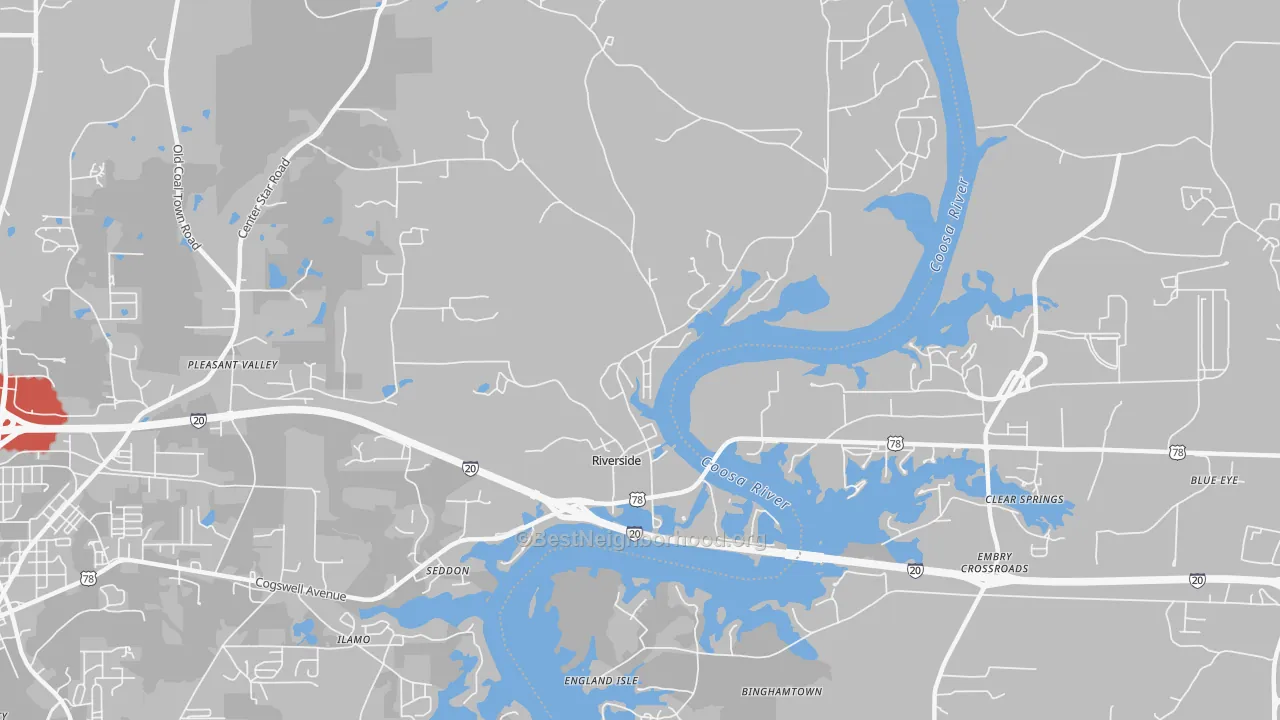 Transit Grade map of 35135, AL
