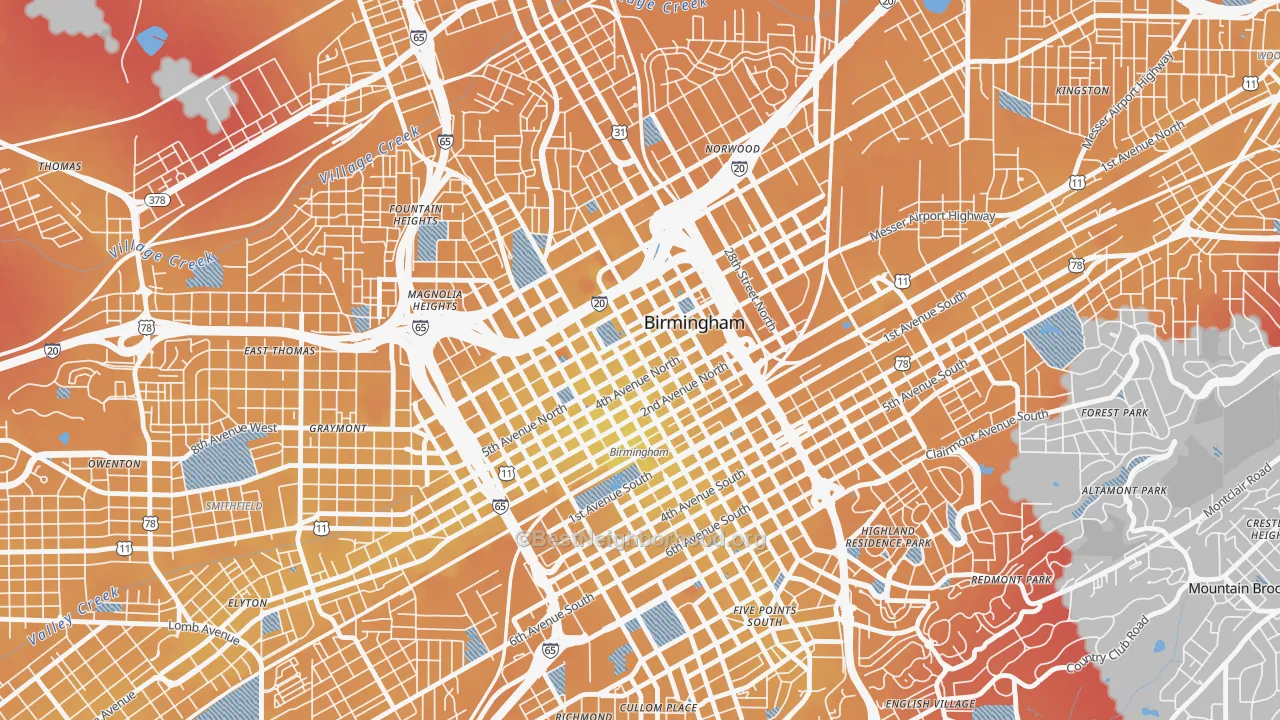 Transit Grade map of 35203, AL