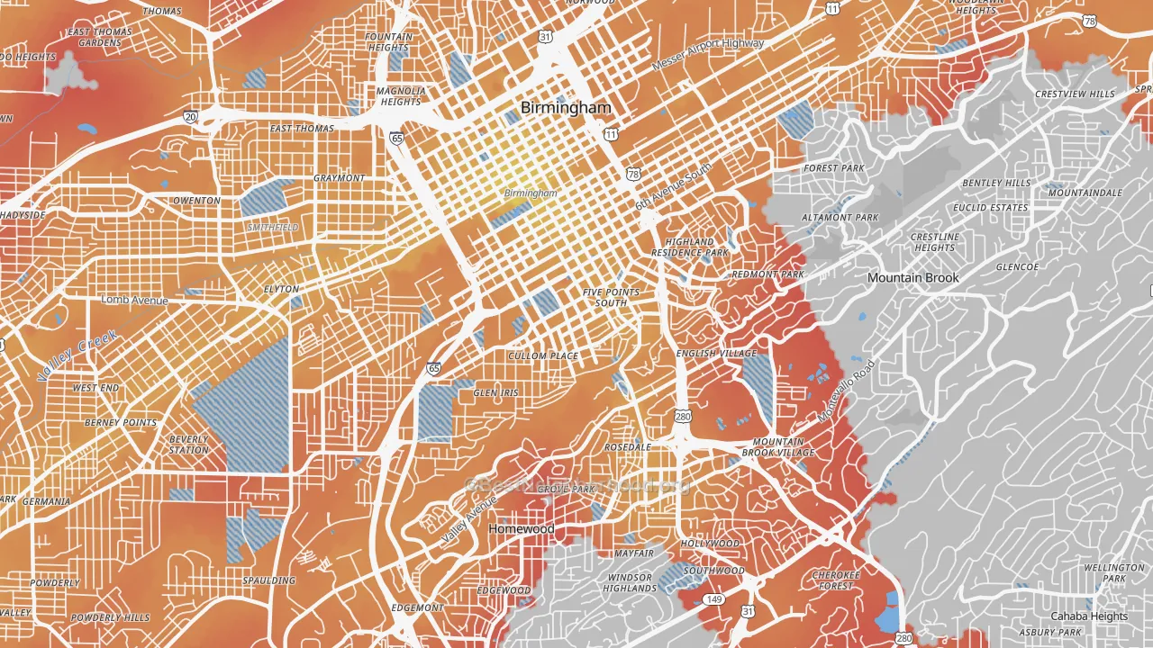 Transit Grade map of 35205, AL