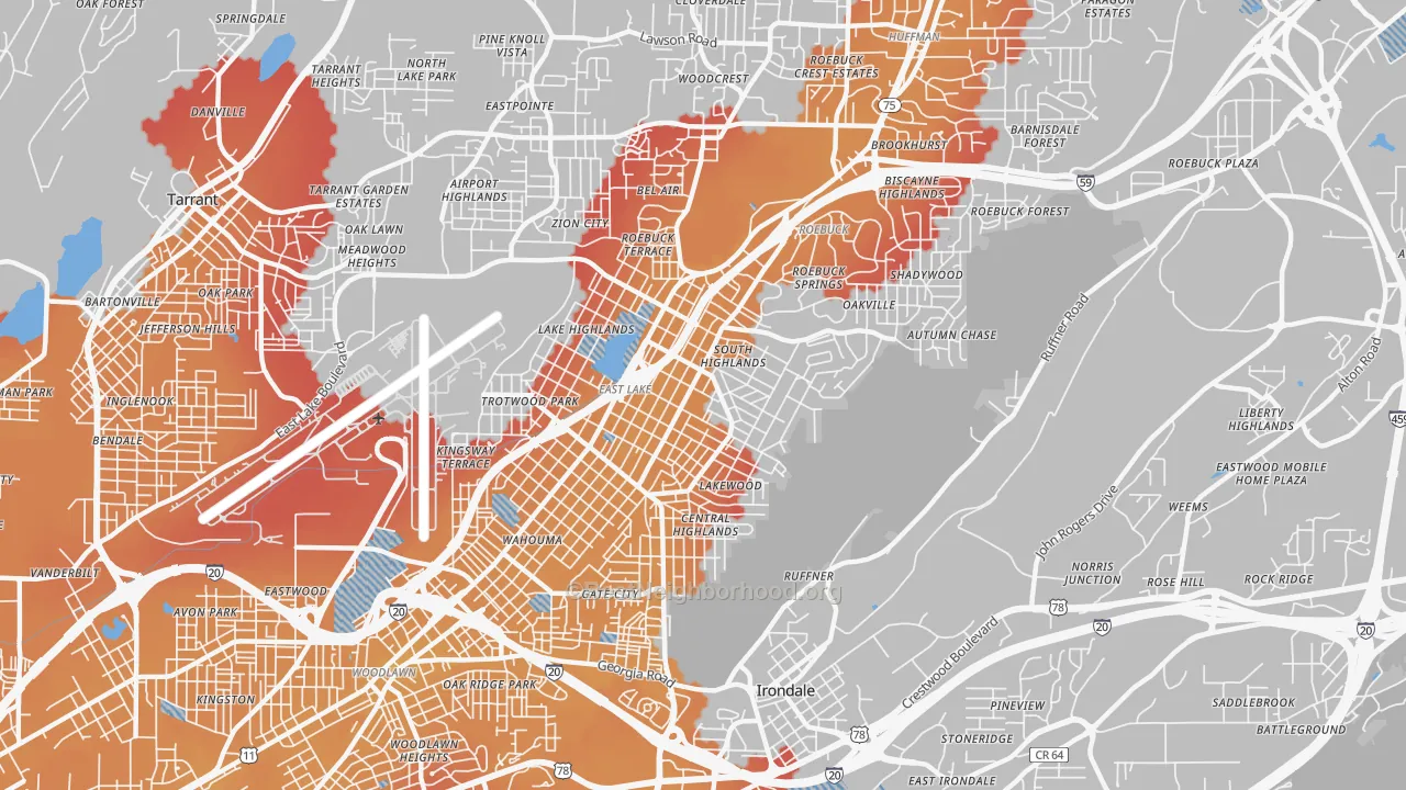 Transit Grade map of 35206, AL