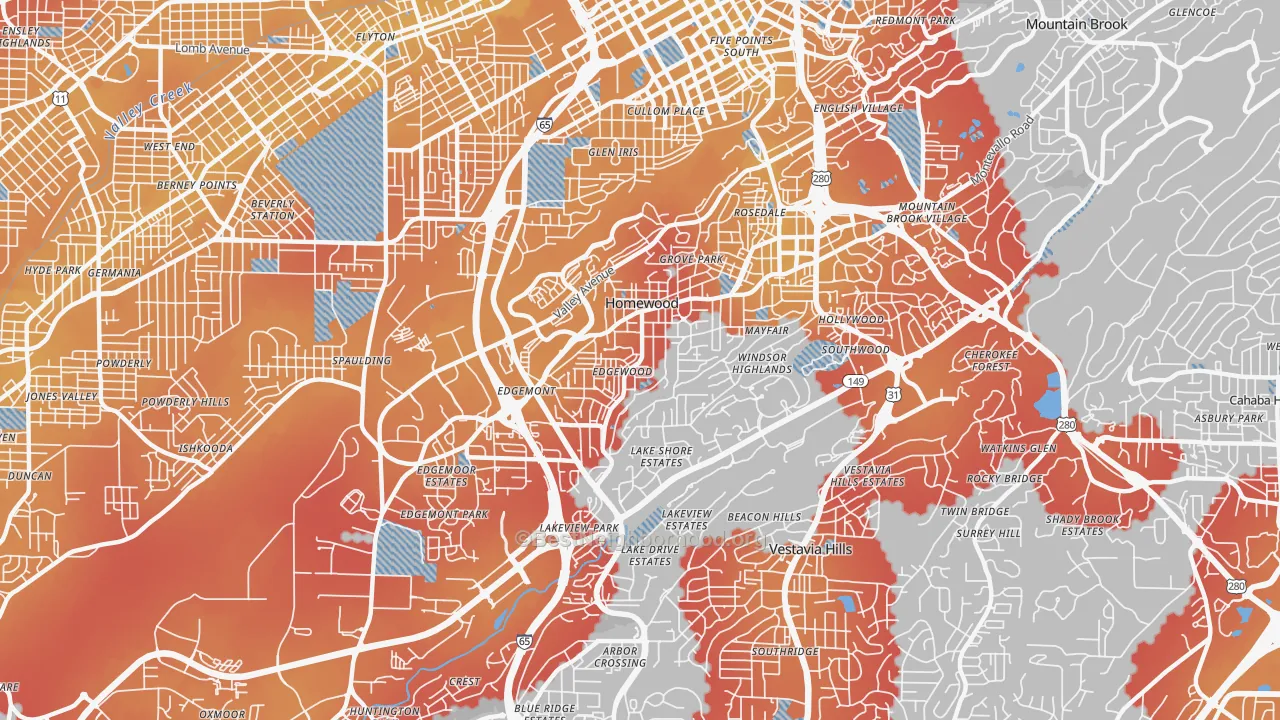 Transit Grade map of 35209, AL