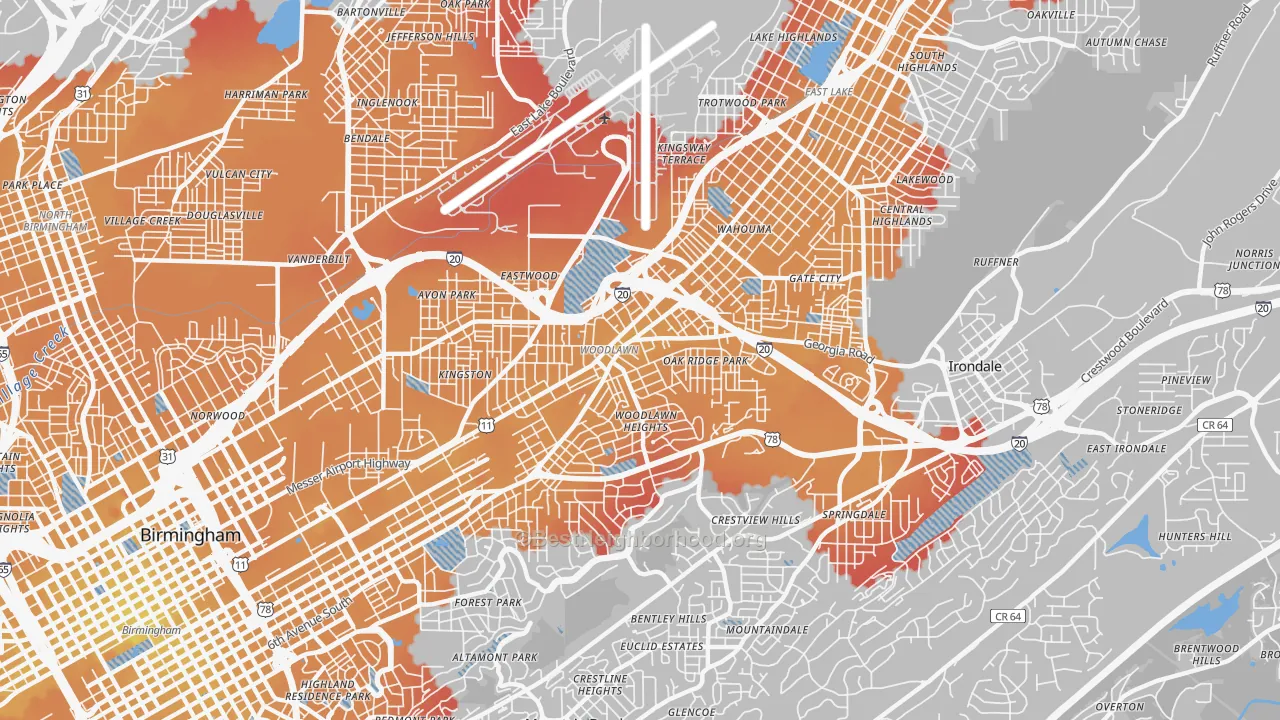 Transit Grade map of 35212, AL