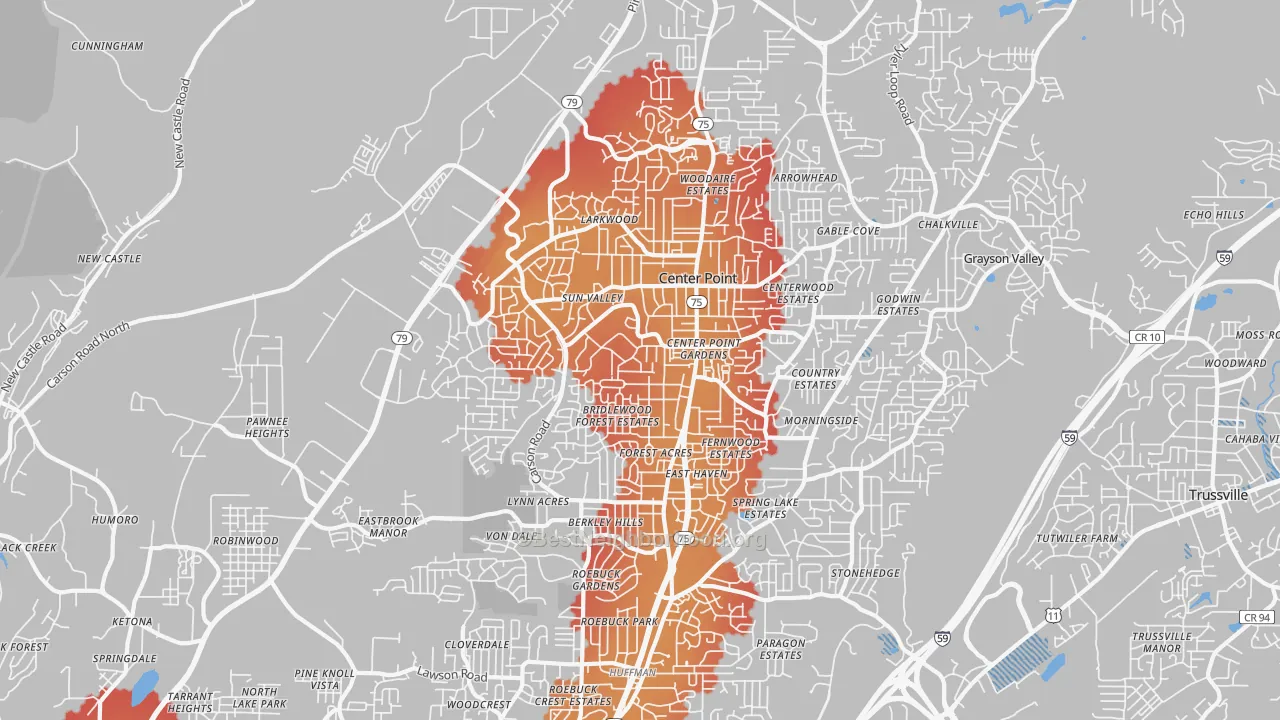 Transit Grade map of 35215, AL