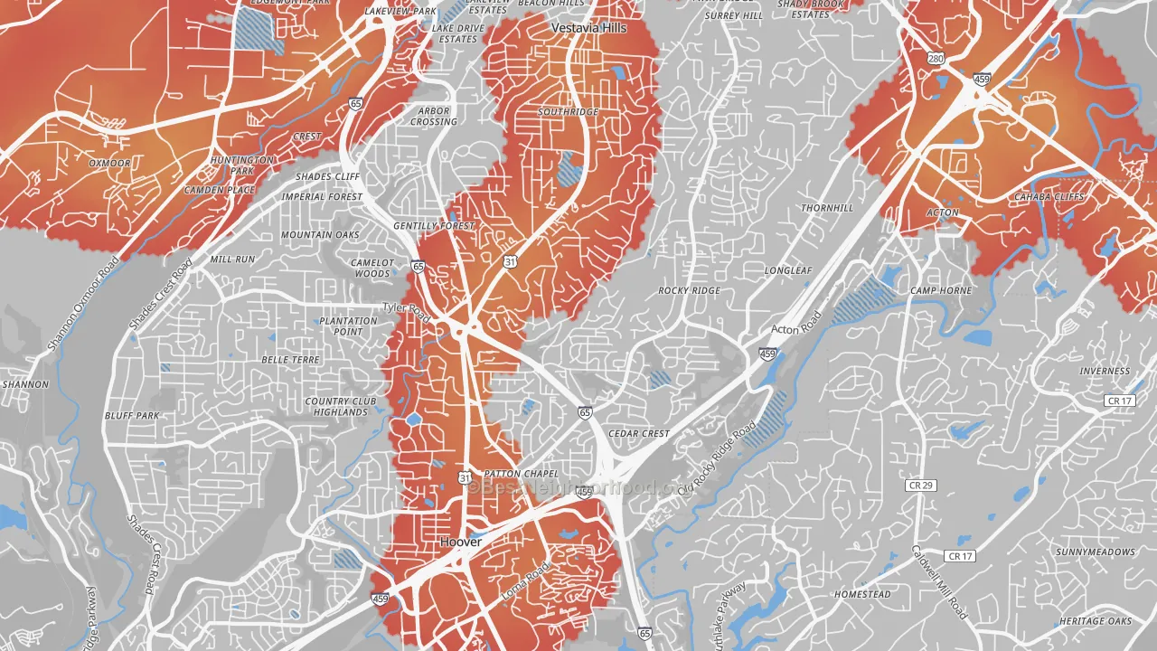 Transit Grade map of 35216, AL