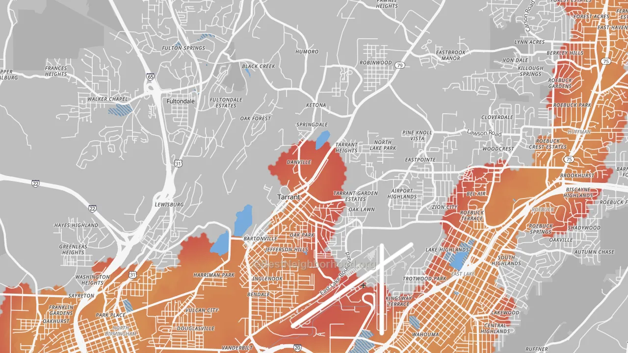 Transit Grade map of 35217, AL