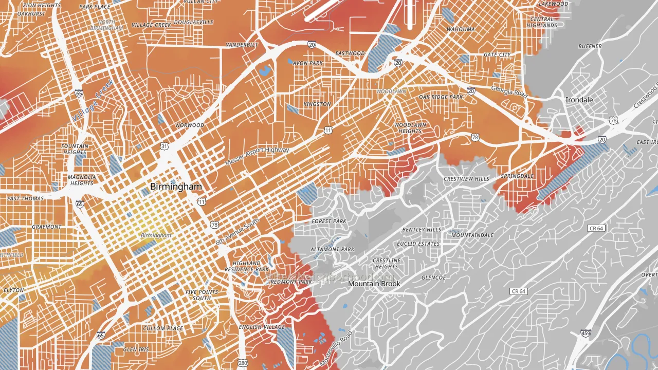 Transit Grade map of 35222, AL