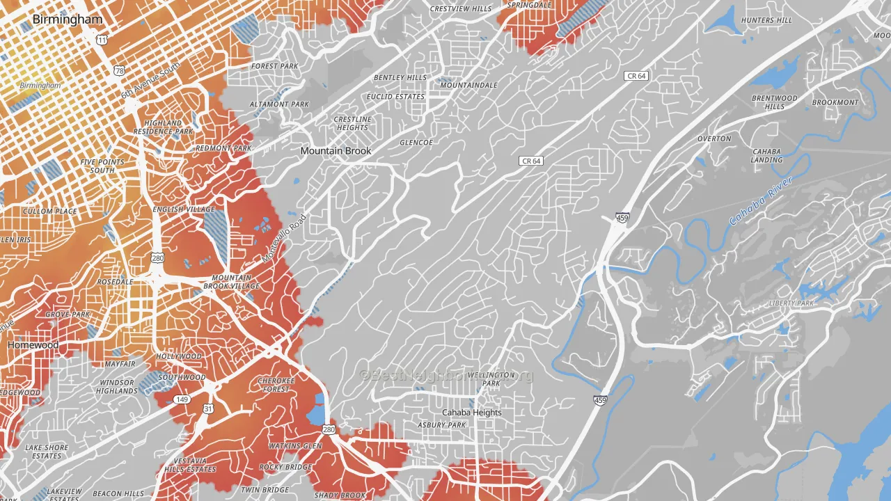 Transit Grade map of 35223, AL