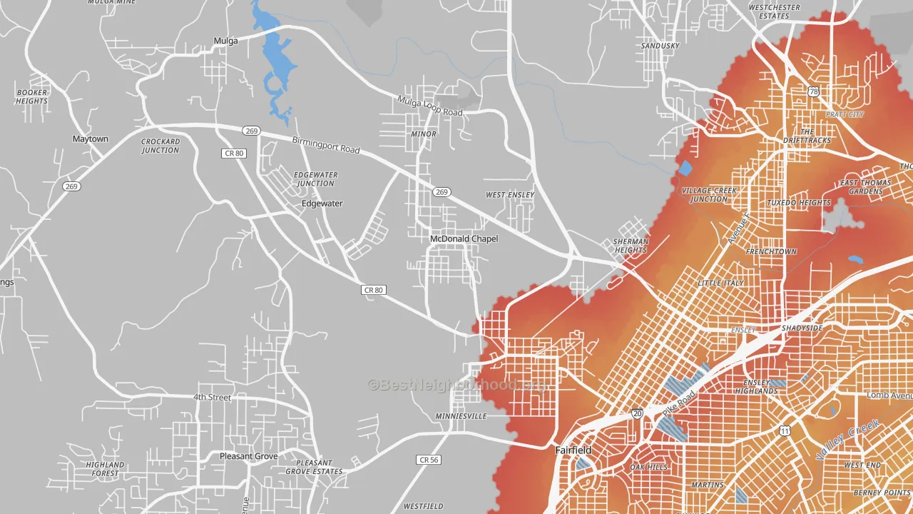 Transit Grade map of 35224, AL